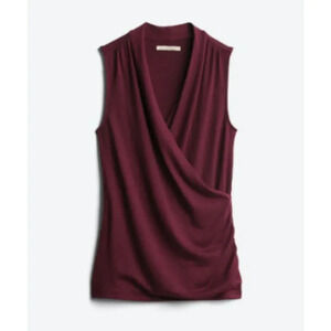 41 HAWTHORN Benni Wrap Front Ruched Knit Top  XLP | Burgundy